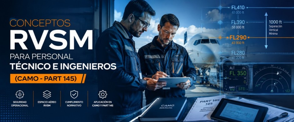Conceptos RVSM para personal t&eacute;cnico e ingenieros (145-CAMO)